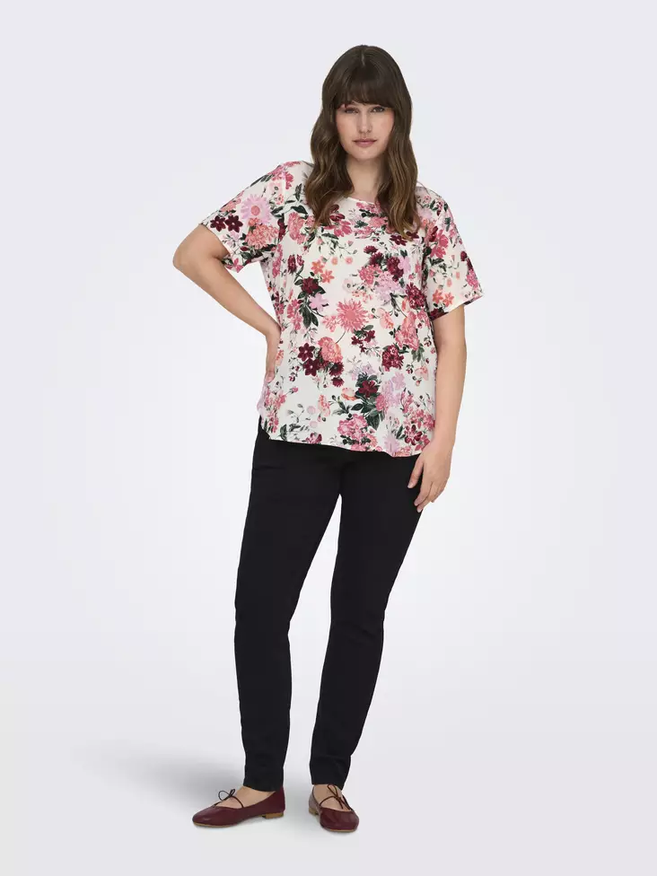 Only Carmakoma Damen Plus-Size T-Shirt Cloud Dancer/Sommer Flo - Damen T-Shirts - 138142 - 1