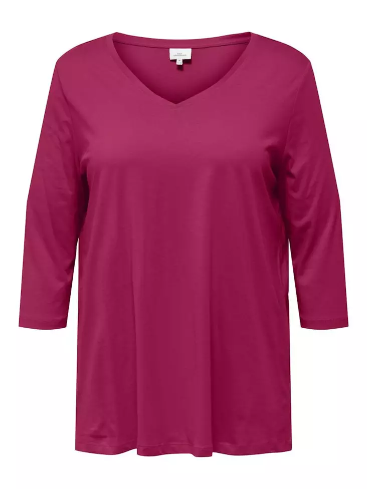 Only Carmakoma Plus-Size-Shirt 3/4 A-Form Sangria - Damen Langarmshirts - 136862 - 1
