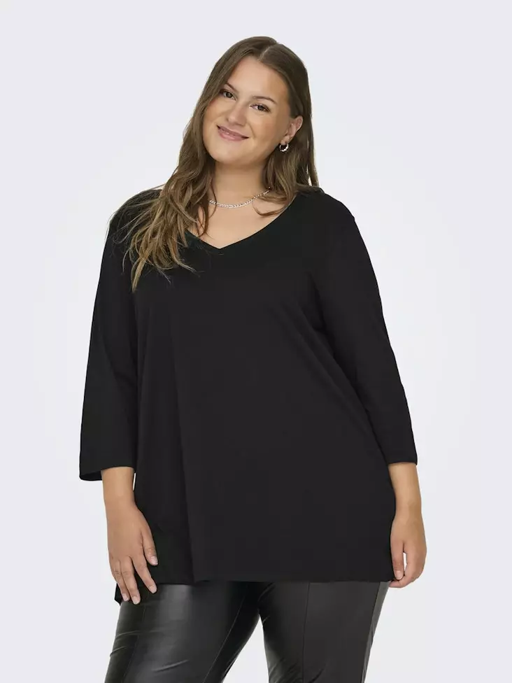 Only Carmakoma Plus-Size-Shirt A-Shape 3/4 Schwarz - Damen Langarmshirts - 136572 - 1