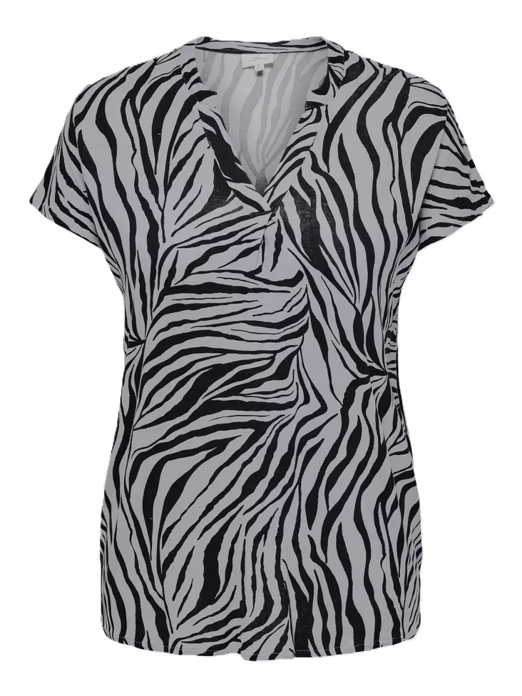 Only Carmakoma Plus Size Zebra-Print T-Shirt mit V-Ausschnitt, Legierung/Zebra - Damen T-Shirts - 137922 - 1