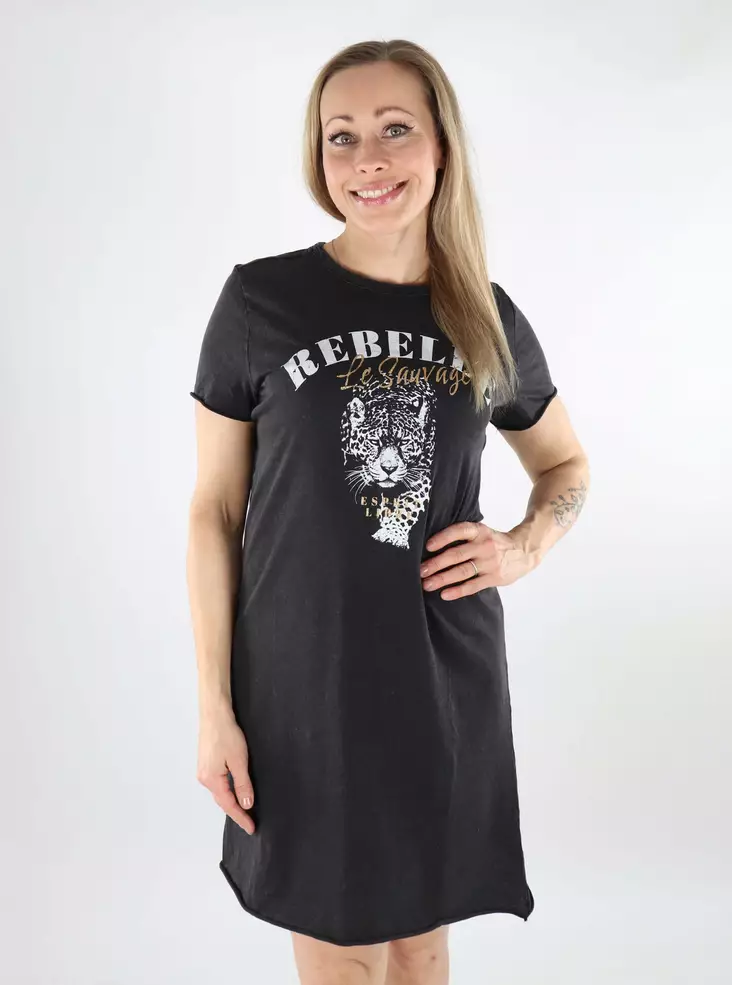 Only bedrucktes Kleid Life Schwarz/Rebelle - Kleider und Tuniken - 138582 - 1