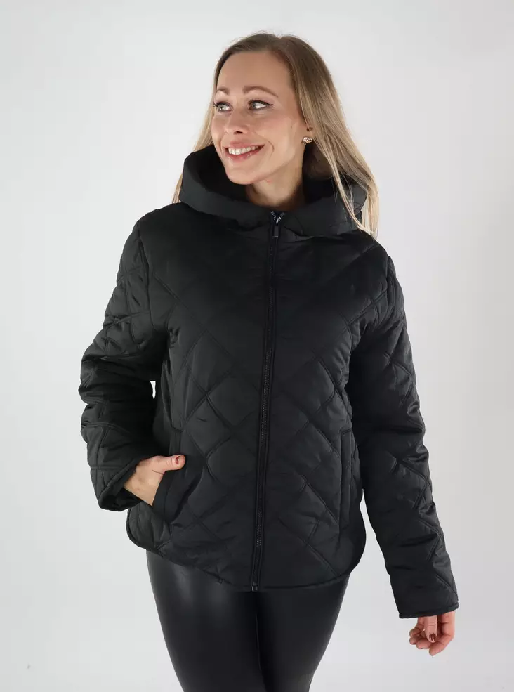 Vila Damen leichte gepolsterte Jacke mit Kapuze Schwarz - Damen Leichte steppjacken - 139492 - 1