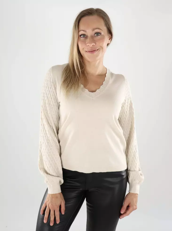 Vila Damenpullover V-Ausschnitt super leicht natur - Damenpullover - 139122 - 1