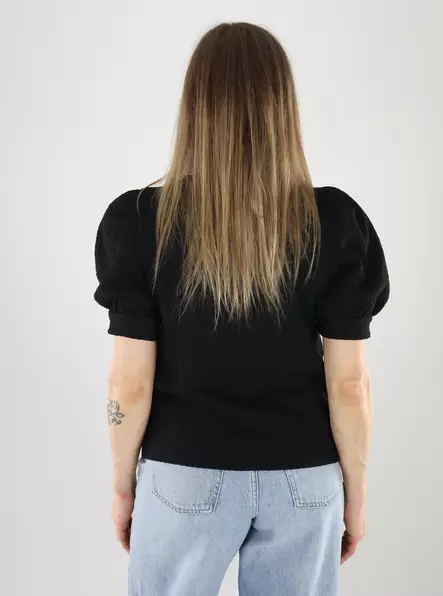 Pieces Damen T-Shirt 2/4 O-Kragen schwarz - Damen T-Shirts - 140143 - 2