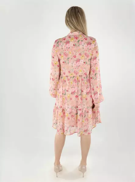 Vila Blumenkleid V-Ausschnitt nebliges Rosa/Blumen - Kleider und Tuniken - 140683 - 2