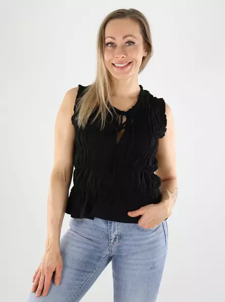 Only Top Leinen-Rüsche Schwarz - Damen Tops - 140833 - 1