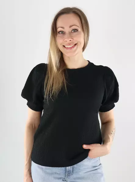 Pieces Damen T-Shirt 2/4 O-Kragen schwarz - Damen T-Shirts - 140143 - 1