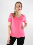 Pieces Damen T-Shirt V-Ausschnitt Unifarben Pink Lemonade - Damen T-Shirts - 137833 - 1
