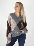 JDY Pullover JDYZOEY L/S V-AUSSCHNITT Rautenmuster mittelgrau/steinfarben - Damenpullover - 142173 - 1