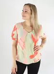 JDY Damen T-Shirt V-Ausschnitt Sandbeige/Rosa - Damen T-Shirts - 138523 - 1