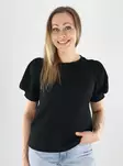 Pieces Damen T-Shirt 2/4 O-Kragen schwarz - Damen T-Shirts - 140143 - 1