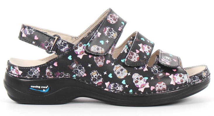Waschbare Sandalen mit Mexika-Schädel für die Pflege während der Stillzeit - Damen Arbeitsschuhe - 122653 - 1