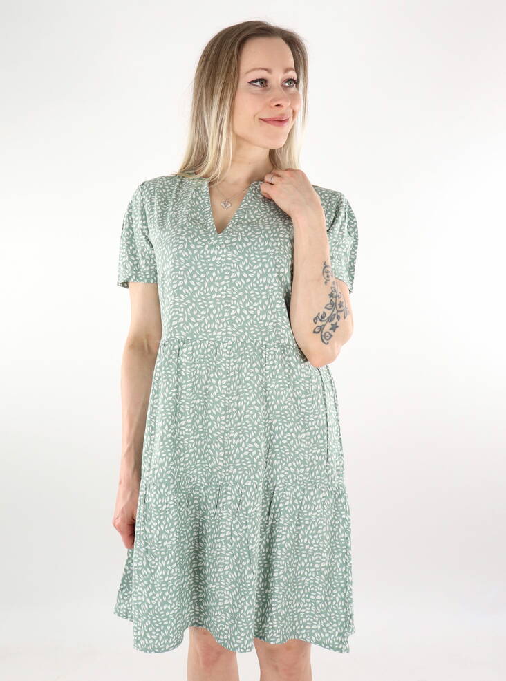 Only Kleid Life Chinois grün / weiß Blatt - Kleider und Tuniken - 136163 - 1