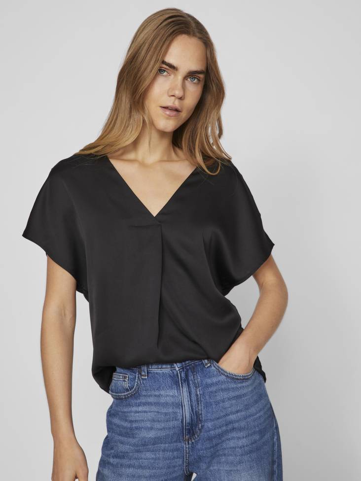 Vila Damen Kurzarmshirt Schwarz - Damen Tops - 135003 - 1