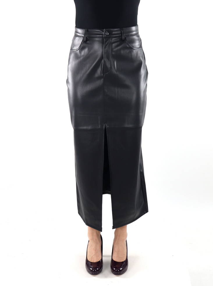 Vila midi-langes Kunstleder-Rock schwarz - Röcke - 134933 - 1