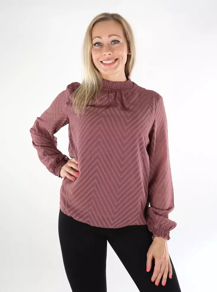 Vila Damen-Shirt mit Stehkragen Rosébraun - Damen Langarmshirts - 136773 - 1