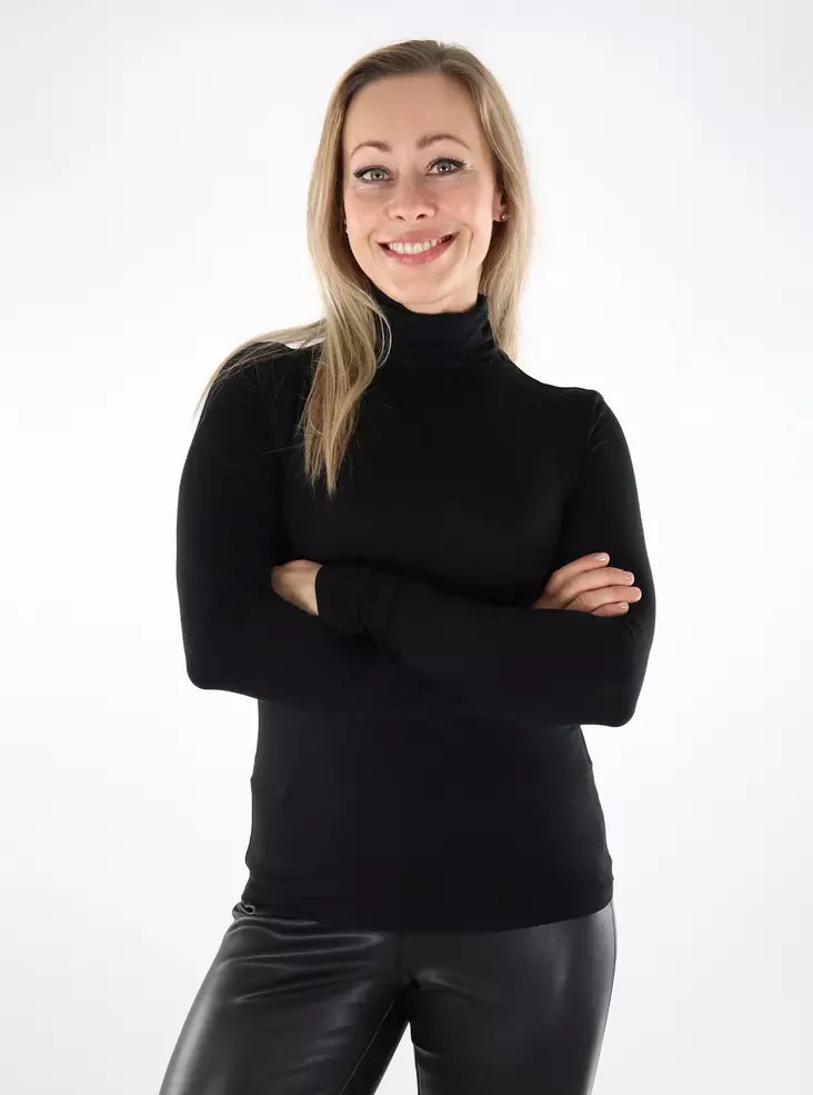 Vero Moda Damen Poloshirt Rollkragen schwarz - Damen Langarmshirts - 137003 - 1