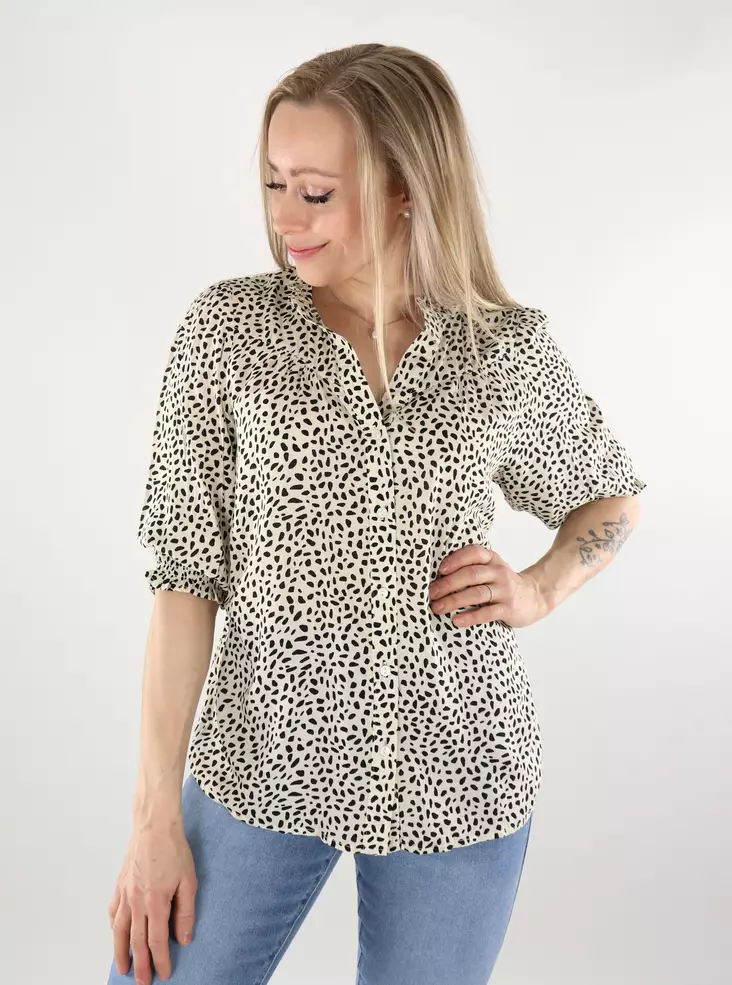 Only Damenbluse 3/4-Ärmel Cloud Dancer/Schwarz Grap - Damenblusen und -hemden - 137723 - 1