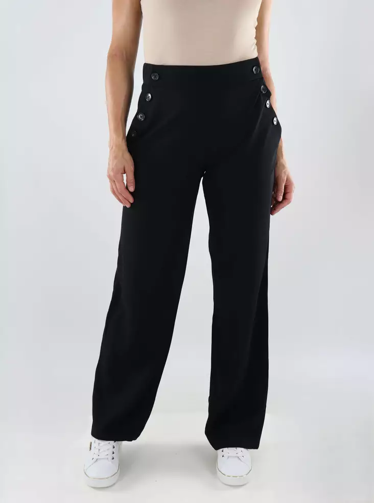 Only Damen weite Hose schwarz/Hornknopf - Damenhosen - 139203 - 1