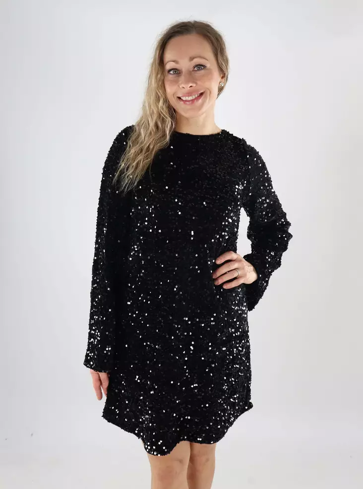 Pieces Paillettenkleid mit tiefem Rückenausschnitt schwarz/schwarz - Kleider und Tuniken - 139453 - 1