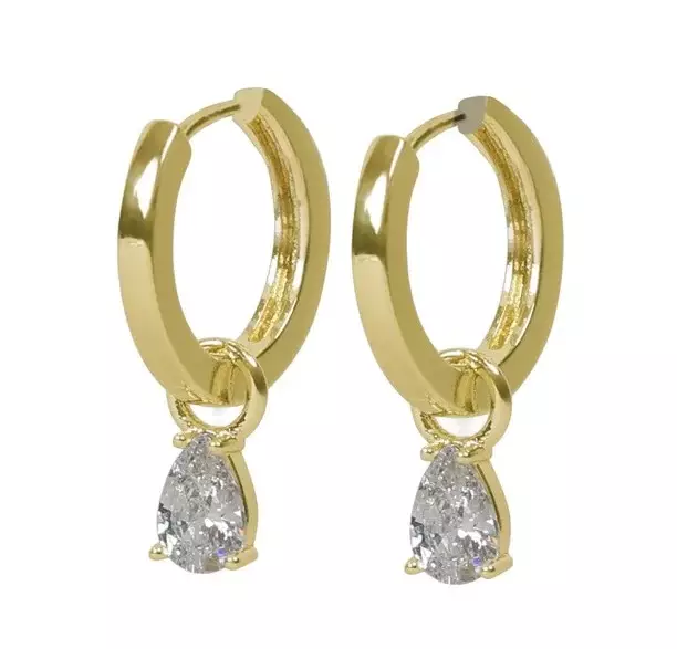 Snö of Sweden Ohrringe Trinity Tropfen Anhänger Ring Gold/Klar - Ohrringe - 141603 - 1