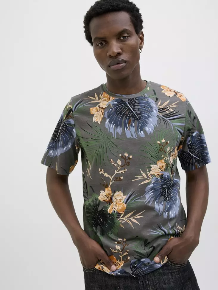 Jack&Jones Herren T-Shirt Hawaii Castlerock - Herren T-Shirts - 138483 - 1