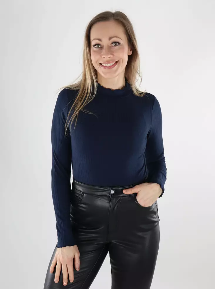 JDY Damen Hochkragenhemd Life navy Blazer - Damen Langarmshirts - 140063 - 1