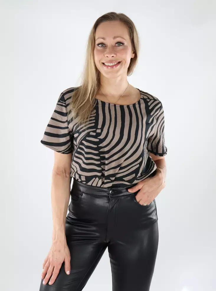 JDY Damen T-Shirt mit Muster Troya Top schwarz/04 25 - Damen T-Shirts - 138893 - 1