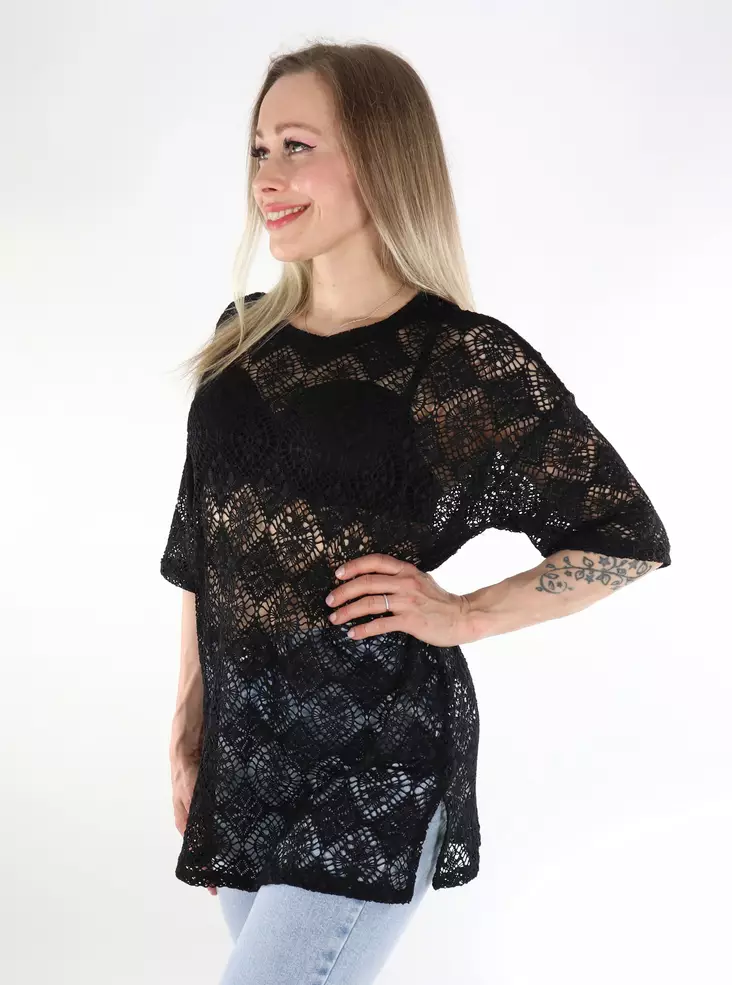 JDY Damen Langarm-T-Shirt Lang schwarz - Damen T-Shirts - 136343 - 1