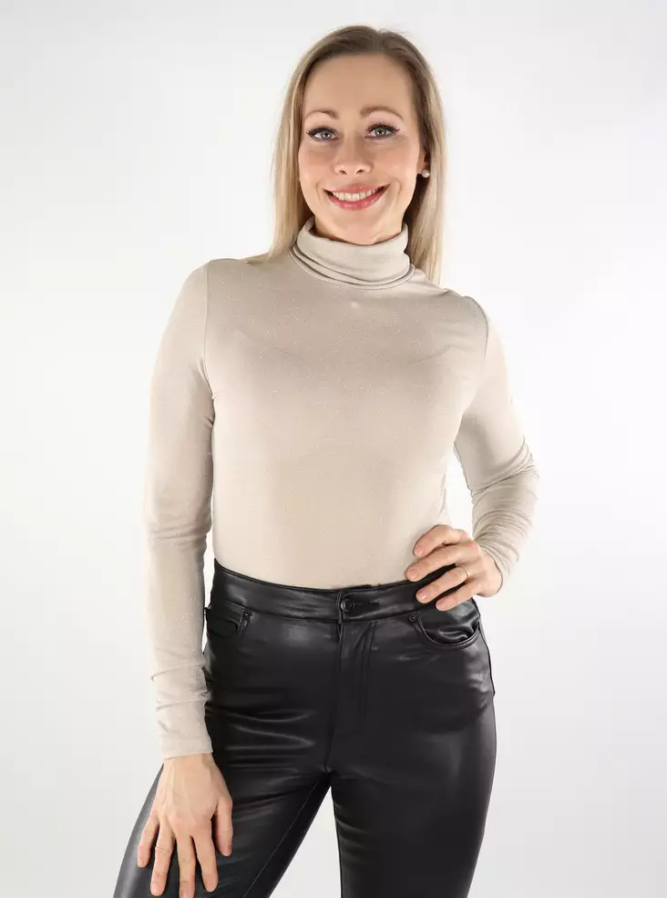 Only Glitzershirt Rollkragen Pumice Stone - Damen Langarmshirts - 137533 - 1