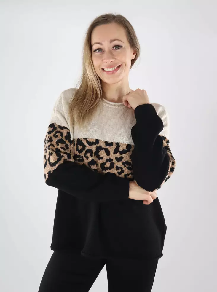 Only Damenpullover Moonbeam/Schwarz/Toast - Damenpullover - 139883 - 1