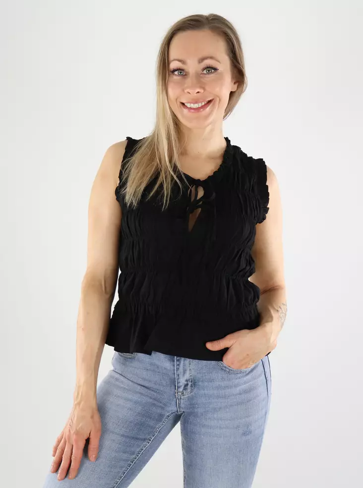 Only Top Leinen-Rüsche Schwarz - Damen Tops - 140833 - 1