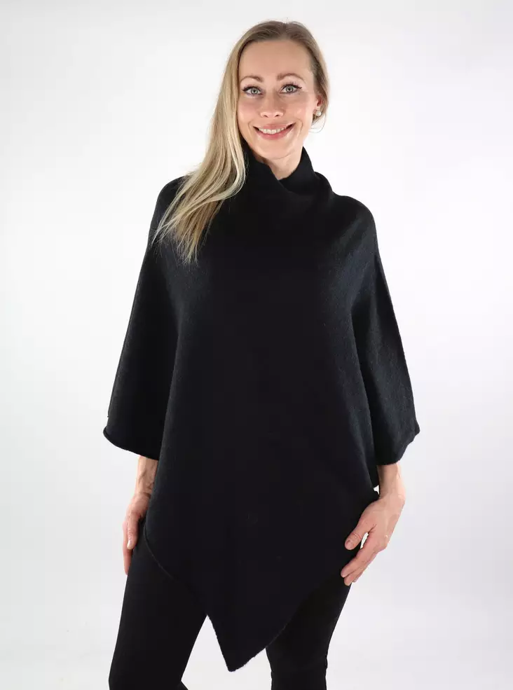 Pieces Damen Poncho Fortuna Highneck Schwarz - Damen Capes und Ponchos - 137323 - 1