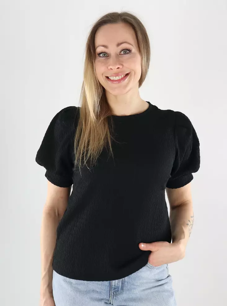 Pieces Damen T-Shirt 2/4 O-Kragen schwarz - Damen T-Shirts - 140143 - 1