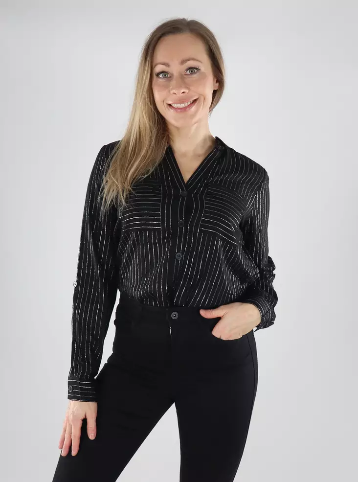 Vero Moda Hemd VMBUMPY schwarz/silber - Damenblusen und -hemden - 139713 - 1