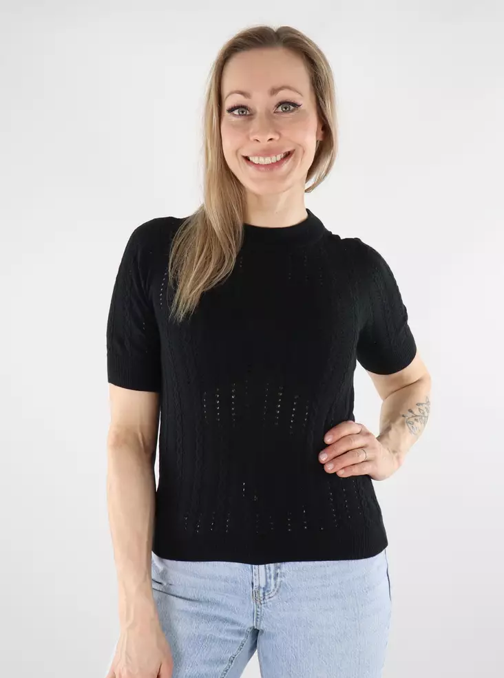 Vero Moda Damen Strick-T-Shirt 2/4 schwarz - Damen T-Shirts - 138233 - 1