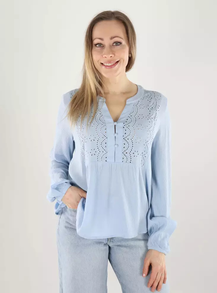 Vero Moda Damenbluse EMB Top Kaschmirblau - Damen Langarmshirts - 140163 - 1