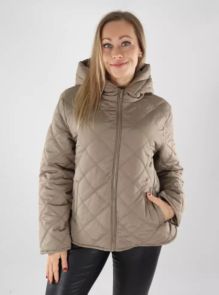 Vila Damen leichte gepolsterte Jacke VIQUILA Kapuze fossil - Damen Leichte steppjacken - 139483 - 1