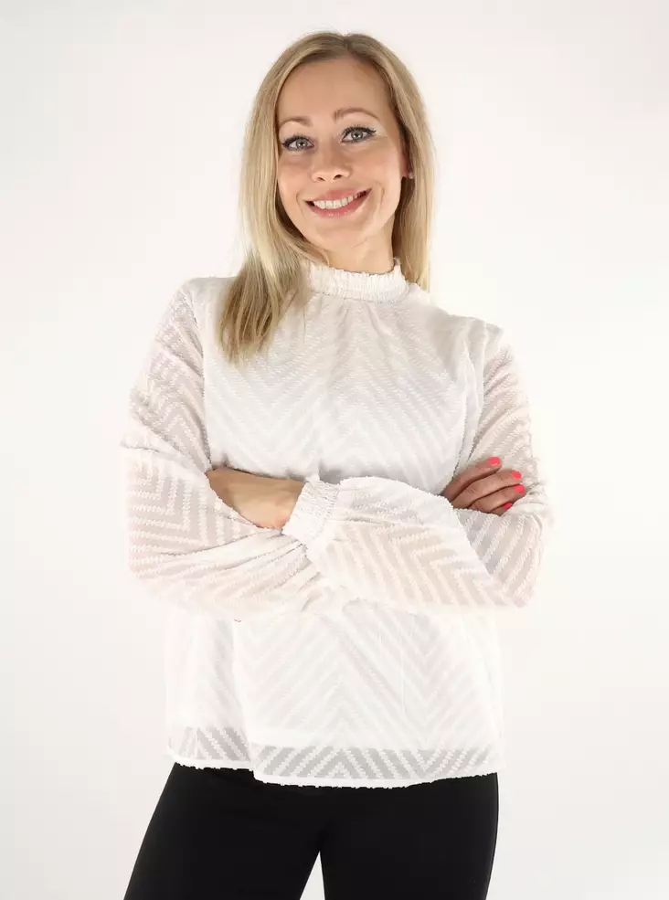 Vila Damenhemd mit Stehkragen Schneeweiß - Damen Langarmshirts - 136803 - 1