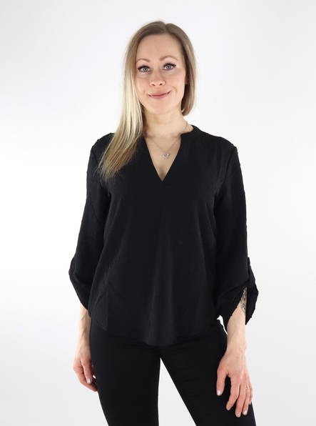 JDY Damenbluse 7/8 schwarz - Damen Langarmshirts - 135584 - 1