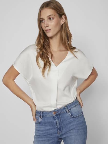 Vila Damen Kurzarmshirt Schneeweiß - Damen Tops - 135004 - 1