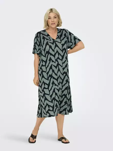 Only Carmakoma Plus Size Kleid Life V-Ausschnitt Lorbeerkranz - Kleider und Tuniken - 138924 - 1