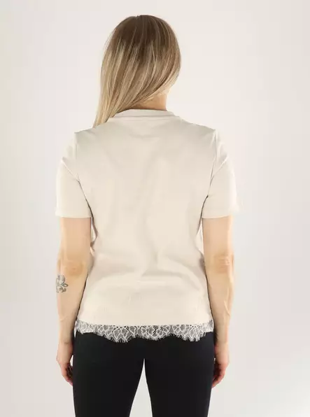 Vero Moda T-Shirt LACE S/S T-SHIRT Pumice Stone/Spitze - Damen T-Shirts - 141484 - 2