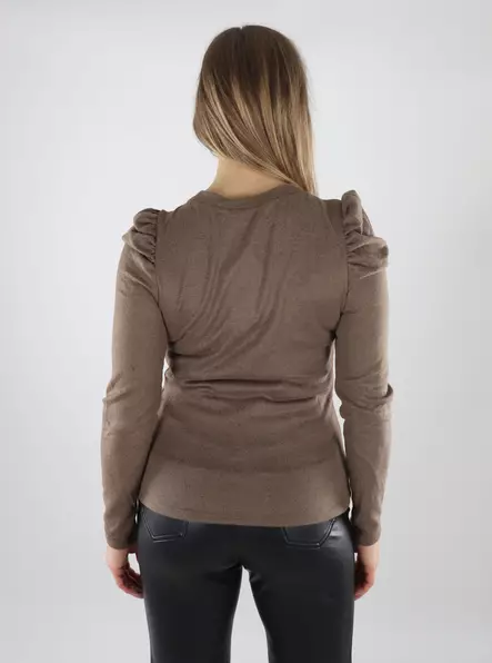 JDY Damenbluse mit Puffärmeln Fossil - Damen Langarmshirts - 140004 - 2