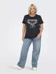 Only Carmakoma Plus Size Bedrucktes T-Shirt Gewaschen schwarz/Glitzer - Damen T-Shirts - 138364 - 1