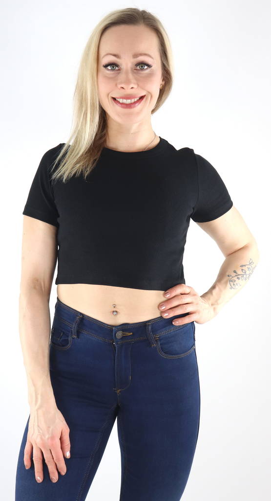 JJXX T-Shirt Ripp schwarz - Damen T-Shirts - 133214 - 1