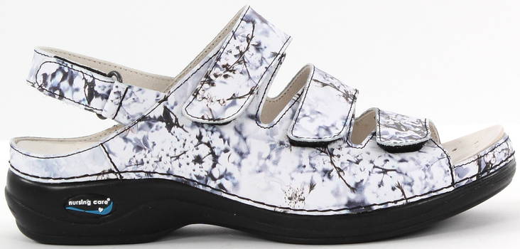 Maschinenwaschbare Sandalen für die Pflege WG18F13 grau mit Blumen - Damen Arbeitsschuhe - 118904 - 1