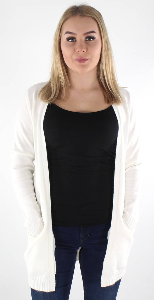 Vila Damen Cardigan Ril offen weiß Alyssum - Damenpullover - 125274 - 1