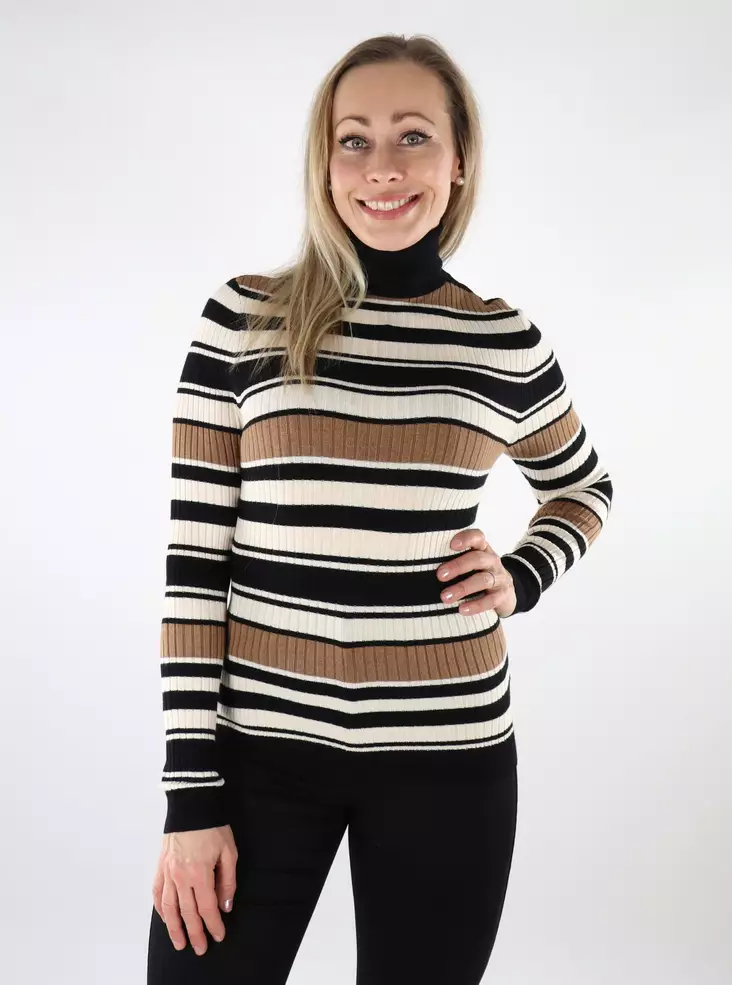 Only Damen Polo Pullover schwarz/weiß graumeliert - Damenpullover - 137264 - 1