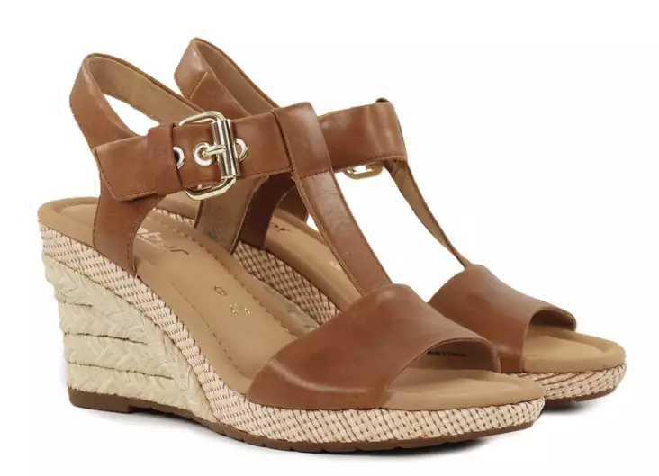 Gabor Echtleder Wedge-Sandalen 6202454 Erdnuss - Damen Sandalen - 138514 - 1